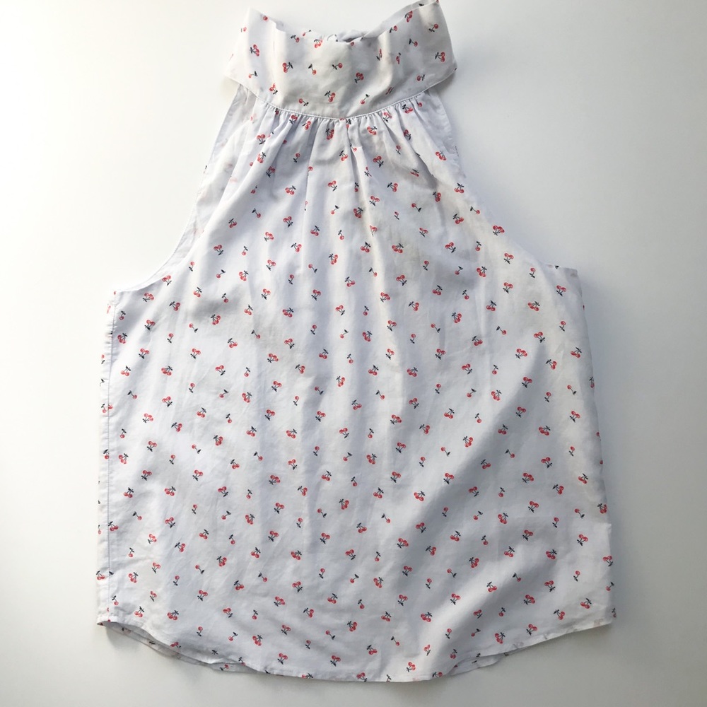 J. Crew Tie Neck Top Cherry Print